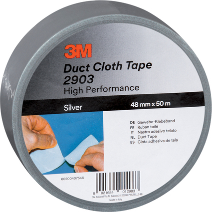 3M Scotch Ruban adhsif en toile 2903, 48 mm x 50 m, argent