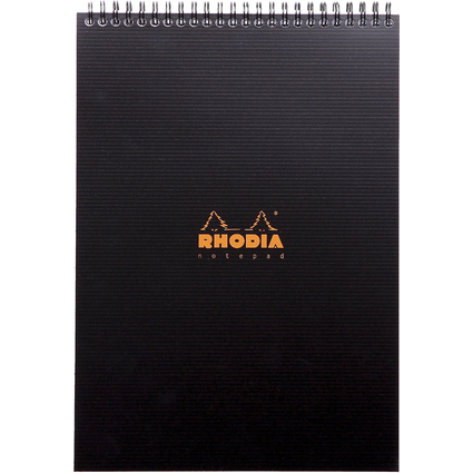 RHODIA Bloc spiral Notepad, A4, quadrill 5x5, noir