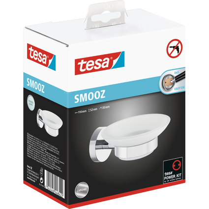 tesa Porte-savon SMOOZ, avec colle, verre satin