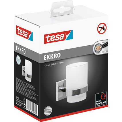 tesa Verre  dents avec support EKKRO, incl. colle, chrom