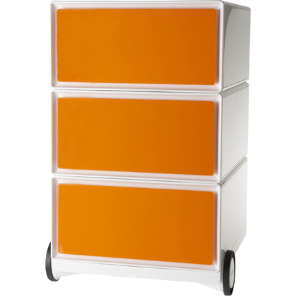 PAPERFLOW Caisson mobile "easyBox", 3 tiroirs, blanc/orange