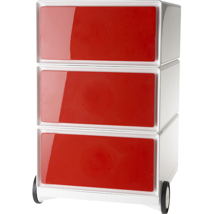 PAPERFLOW Caisson mobile "easyBox", 3 tiroirs, blanc / rouge