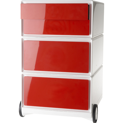 PAPERFLOW Caisson mobile "easyBox", 4 tiroirs, blanc/rouge