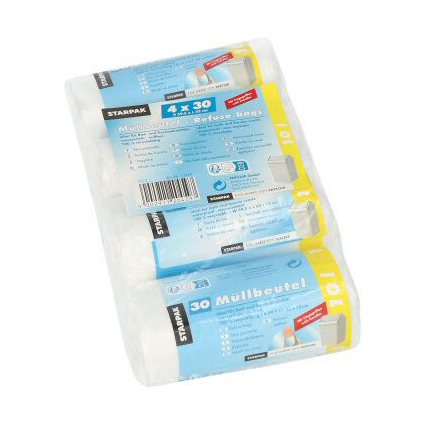 STARPAK Sac poubelle HDPE, 10 litres, transparent