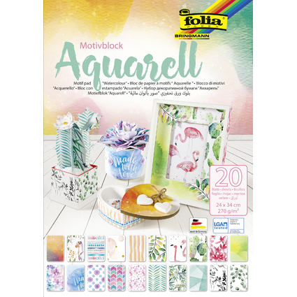 folia Bloc de papier  motifs "Aquarelle", 240 x 340 mm