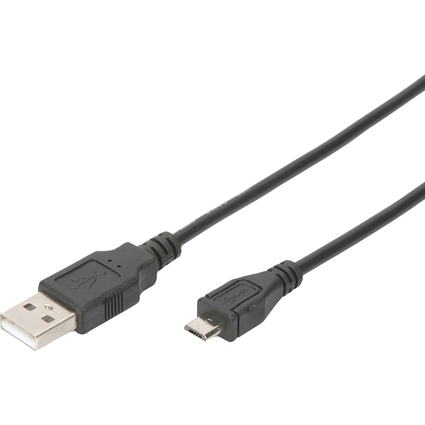 DIGITUS Cble de connexion USB 2.0, USB-A - micro USB-B, 1 m