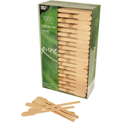 PAPSTAR Touillette "pure", longueur, 130 mm, en bois