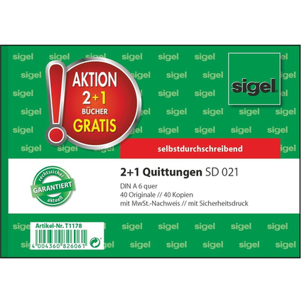 sigel Formularbuch "Quittung", 2 + 1 Aktion