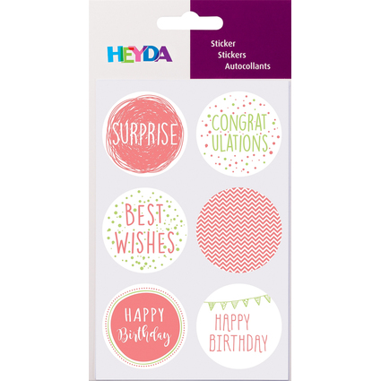 HEYDA Sticker rond "Birthday", diamtre: 40 mm