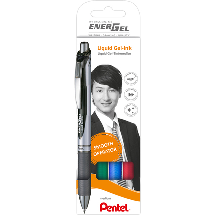 Pentel Stylo roller  encre gel EnerGel XmRT, set de 4