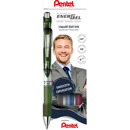 Pentel Stylo roller  encre gel EnerGel XmRT, set de 4