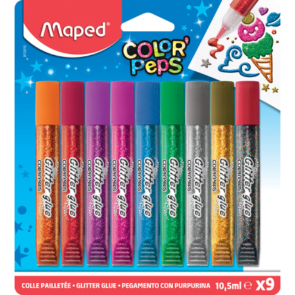 Maped Colle paillete COLOR'PEPS, 9 x 10,5 ml, carte blister