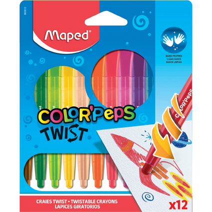 Maped Crayon de cire COLOR'PEPS TWIST, 12 en blister