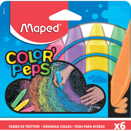 Maped Craie de trottoir COLOR'PEPS, tui de 6 en carton