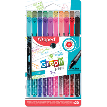 Maped Fineliner Graph'Peps Premium, tui de 20 en plastique