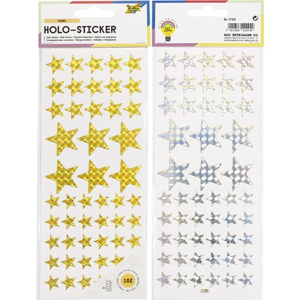 folia Sticker holographique "Etoiles", or et argent
