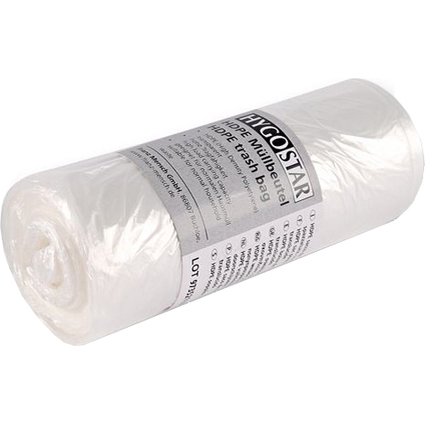 HYGOCLEAN Sac poubelle, 18 l, 8 microns, transparent