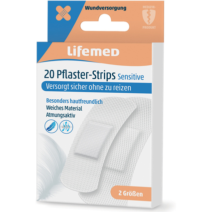 Lifemed Pansements "Sensitive", blanc, pack de 20