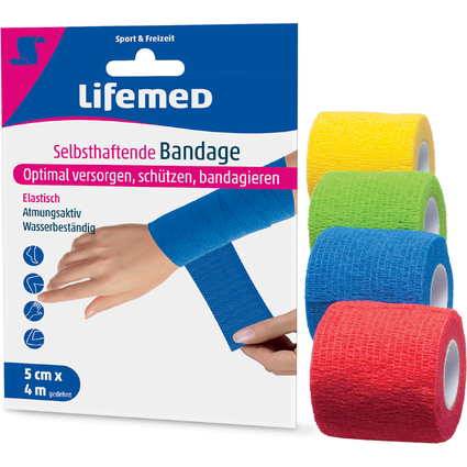 Lifemed Bande cohsive auto-adhsive, 50 mm x 4,0 m