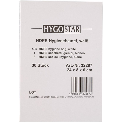 HYGOSTAR Sac hyginique en HDPE, non imprim, blanc