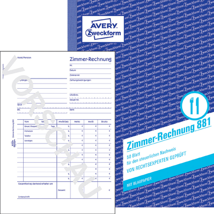 AVERY Zweckform Formularbuch "Zimmer-Rechnung", A5 hoch