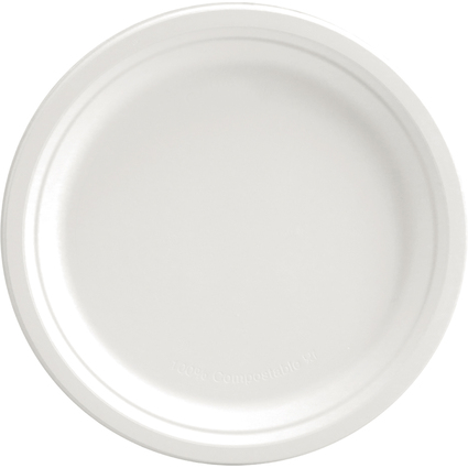 NATURE Star Assiette en canne  sucre, rond, 260 mm, blanc