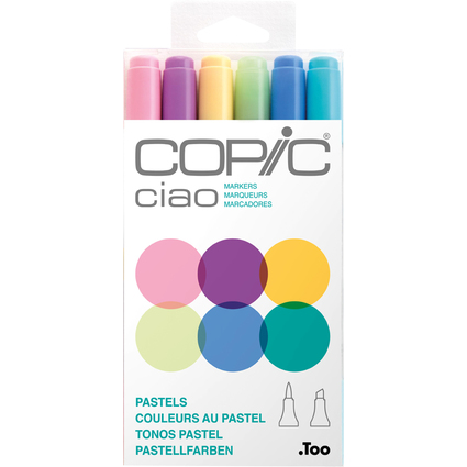 COPIC Marqueur ciao, kit de 6 "Pastels"