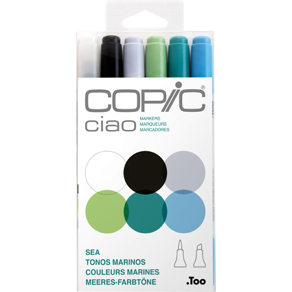 COPIC Marqueur ciao, kit de 6 "Sea"