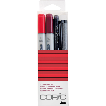 COPIC Marqueur ciao, kit de 4 "Doodle Pack Red"