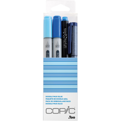 COPIC Marqueur ciao, kit de 4 "Doodle Pack Blue"