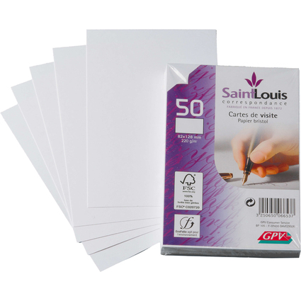 GPV Cartes de visite Saint Louis, 82 x 128 mm, blanc