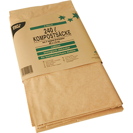 PAPSTAR Sac compostable, 240 litres, brun