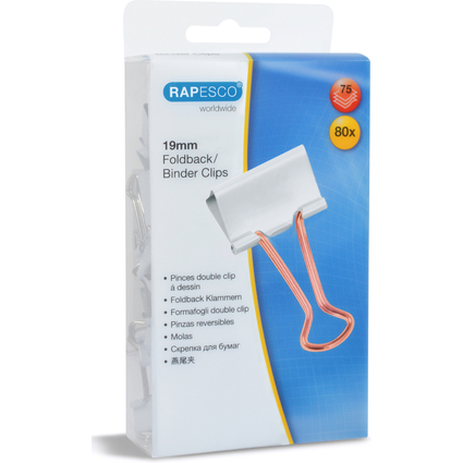 RAPESCO Pince double-clip, (L)19mm, blanc/or rose, 80 pices