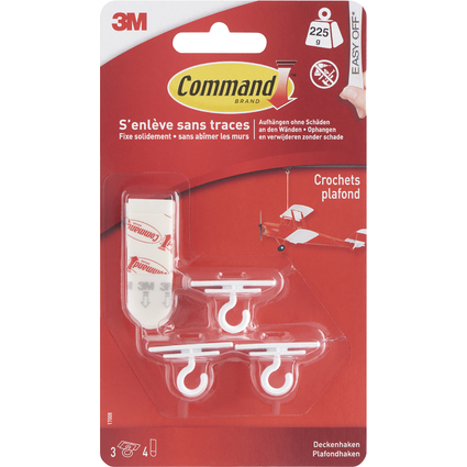 3M Command Crochet de plafond, plastique, blanc