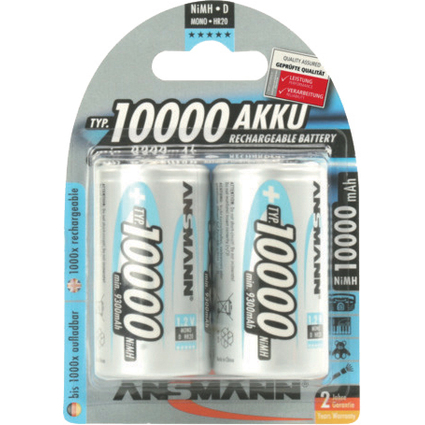 ANSMANN Pile rechargeable maxE NiMH, Mono D, 10.000 mAh