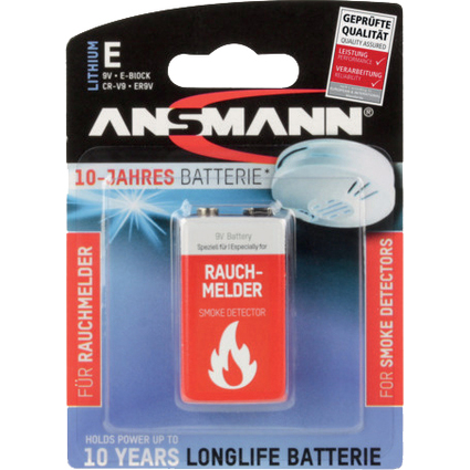 ANSMANN Pile au lithium, dure de vie 10 ans, E-bloc (9V)