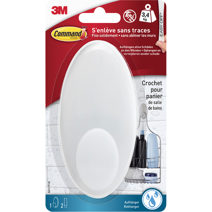 3M Command Crochet de salle de bain, taille: XL, blanc