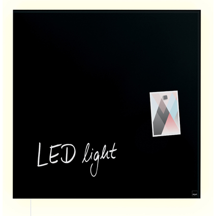 sigel Tableau magntique en verre artverum LED light, noir