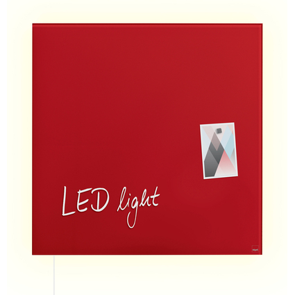 sigel Tableau magntique en verre artverum LED light, rouge