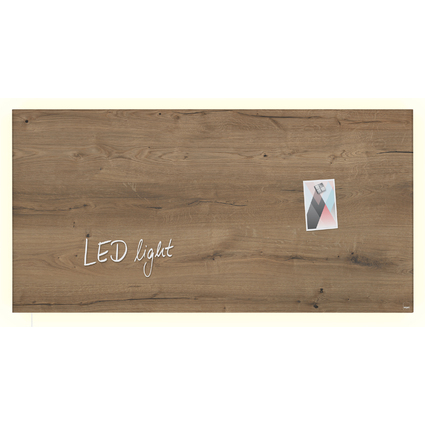 sigel Tableau magntique en verre artverum LED light, bois