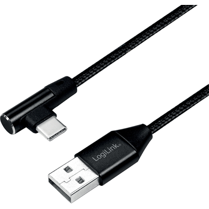 LogiLink Cble USB 2.0, USB-A - USB-C mle, 0,3 m, noir