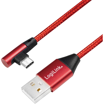 LogiLink Cble USB 2.0, USB-A - USB-C mle, 0,3 m, rouge