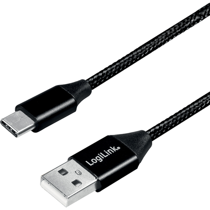 LogiLink Cble USB 2.0, USB-A - USB-C mle, 0,3 m, noir