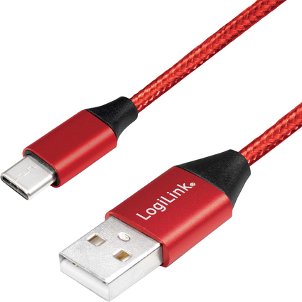 LogiLink Cble USB 2.0, USB-A - USB-C mle, 0,3 m, rouge
