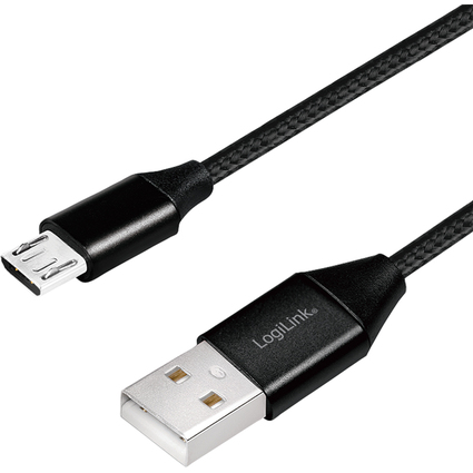 LogiLink Cble USB 2.0, USB-A - Micro USB, 0,3 m, noir