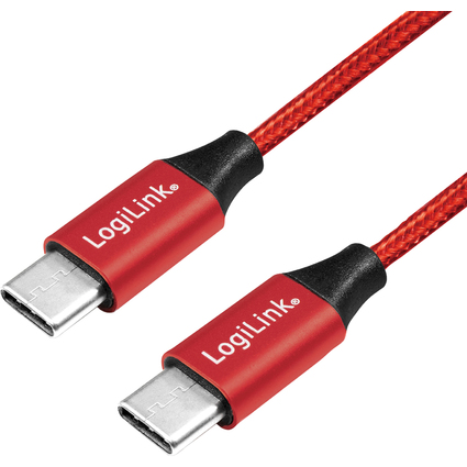 LogiLink Cble USB 2.0, USB-C - USB-C mle, 0,3 m, rouge