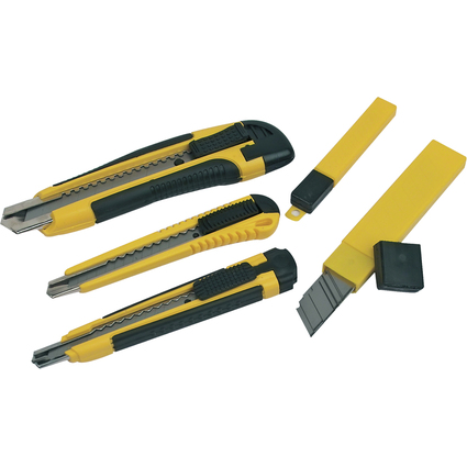 BRDER MANNESMANN Kit de cutters, 3 pices, noir / jaune