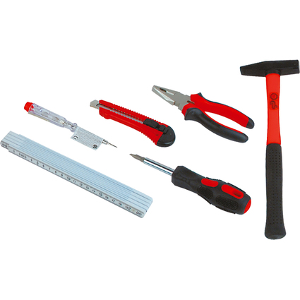 BRDER MANNESMANN Sac avec kit d'outils 7 pices, noir/rouge