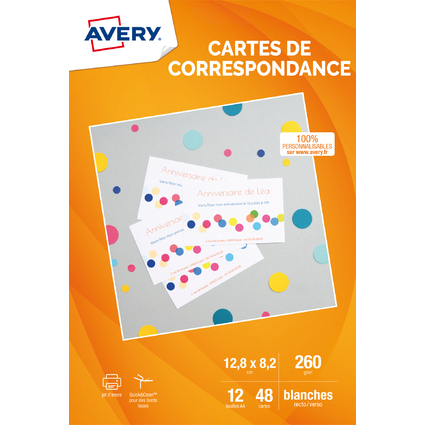 AVERY Cartes de correspondance, 128 x 82 mm