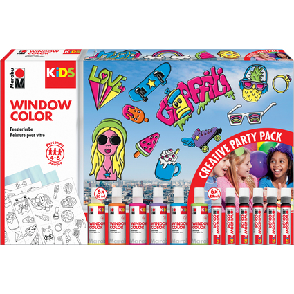 Marabu KiDS Kit Window Color "Party Pack", 6 x 80 ml